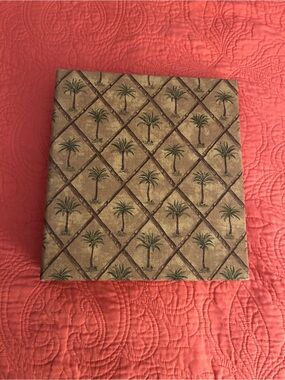 Palm Tree Pattern Canvas covered Photo Album or scrap book in Brown and Green